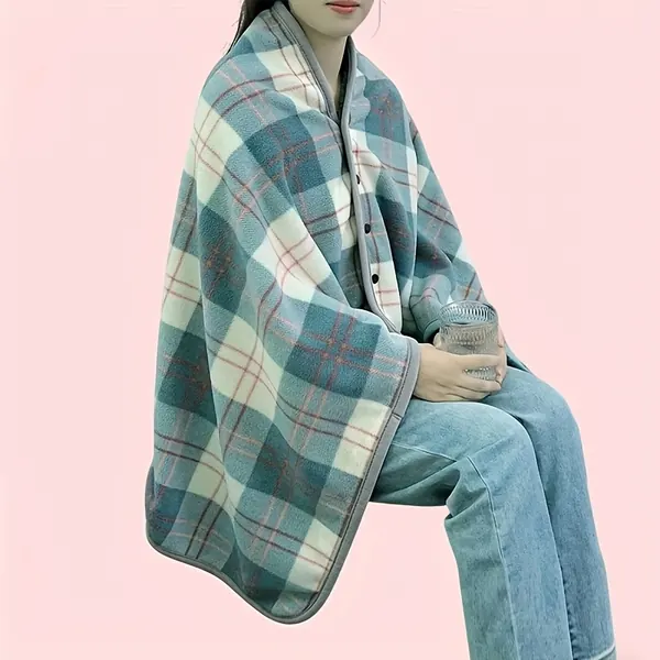 Wearable Plaid Blanket Shawl